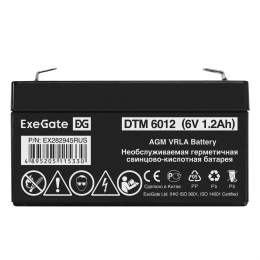 Аккумуляторная батарея ExeGate DTM 6012-F1 (6V 1.2Ah, клеммы F1) EX282945RUS