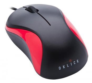 Мышь проводная Oklick 115S, оптическая, USB, 1200dpi, черный и красный [711637]