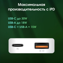 Сетевое зар./устр. Digma Pro DPW3A 30W 3A PD+QC USB-C/USB-A универсальное белый DPW3A3GX11WH