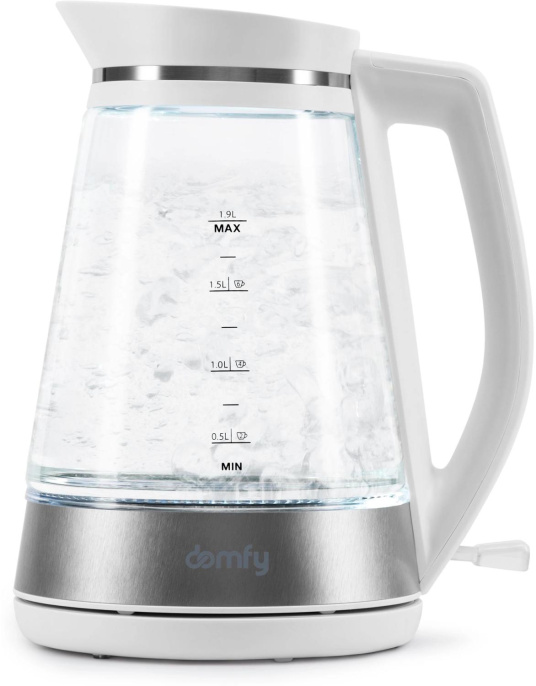 Чайник электрический Domfy DSW-EK505 1.9л. 3000Вт белый/прозрачный корпус: стекло/пластик