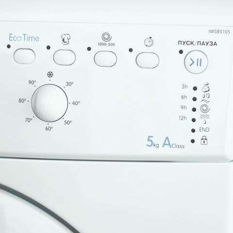 Стиральная машина узкая Indesit EcoTime IWSB 5105, с фронтальной загрузкой, 5кг, 1000об/мин