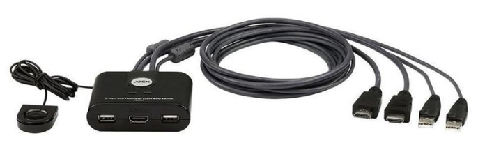 KVM переключатель ATEN CS22HF-AT 2-Port USB FHD HDMI Cable KVM Switch