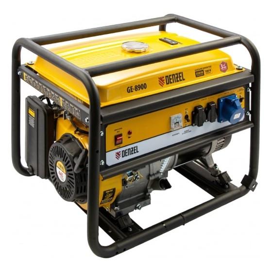 Denzel Генератор бензиновый GE-8900, 8,5 кВт, 220В/50Гц, 25 л, ручной старт [94639]