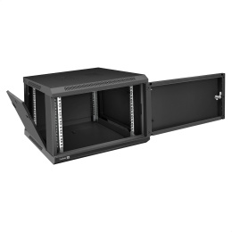 Шкаф телекоммуникационный 19" настенный 6U ExeGate EC-WM-6U.450.M.BLACK (19”, 6U, 600x450x370mm (ШхГхВ), передняя дверь металл, съемные боковые панели, пыле- и влагозащита IP23, черный RAL 9004) EX298617RUS
