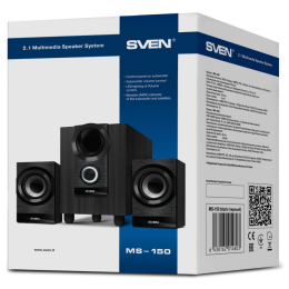 SVEN MS-150, чёрный, акустическая система 2.1, мощность RMS : 8 Вт+2x3.5 Вт
