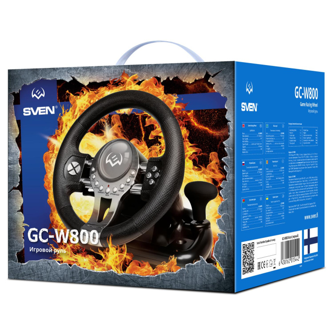 Руль SVEN GC-W800 педали, вибро, скоба, D-pad, 12 кл, PC/PS3/PS4/XBOXONE/Xinput _1 SV-015442