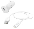 Автомобильное зарядное устройство HAMA H-183291,  8-pin Lightning, 5Вт, 1A, белый [00183291]