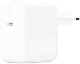 Зарядное устройство для MacBook Apple 30W USB-C Power Adapter A2164 (MY1W2ZM/A) (сетевое зарядное для телефонов/для планшетов/для ноутбуков, разъем подключения отсутствует (нужен кабель), выходная мощность 30 Вт, быстрая зарядка)