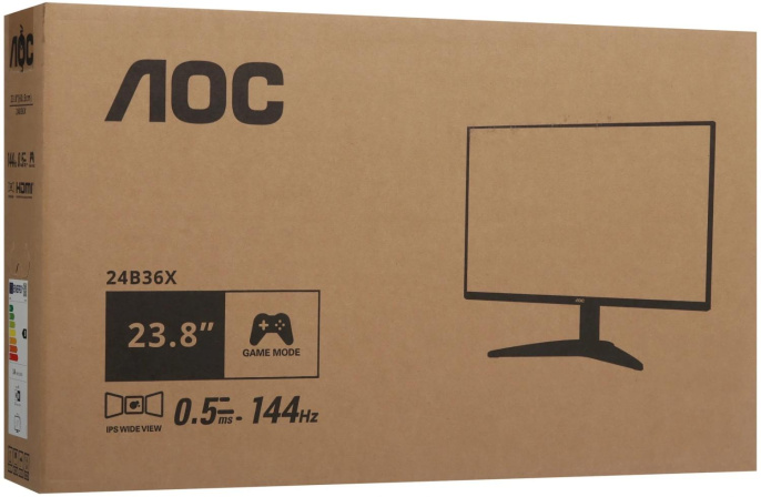 23.8" Монитор AOC 24B36X,  1920x1080,  IPS,  144Гц,  1хHDMI,  1хDP,  черный