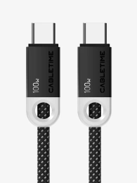 Кабель USB-C CABLETIME CUP1H (CT-CM100-PBW1) черный 1 м для смартфонов, планшетов