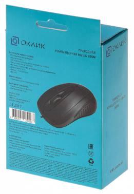 Мышь проводная Oklick 305M, оптическая, USB, 1000dpi, черный [412850]