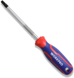 Отвертка WorkPro Torx T10x100мм (WP221040) (хром-ванадиевое лезвие, черный магнитный наконечник, эргономичная ручка для удобного захвата)