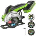 Угловая мини-шлифмашина аккумуляторная GreenWorks GD24UCS, 24В, б/щет., 20000 об/мин, 76 мм, рез 18 мм, без АКБ и ЗУ 3402007