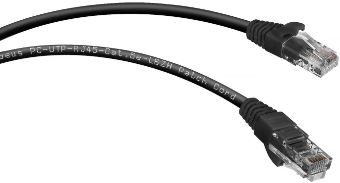 Патч-корд Cabeus PC-UTP-RJ45-Cat.5e-0.15m-BK-LSZH U/UTP RJ-45 вил.-вилка RJ-45 кат.5E 0.15м черный LSZH