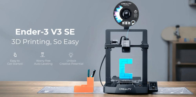 3D принтер Creality Ender-3 V3 SE, размер печати 220x220x250mm, FDM, PLA/TPU 95A /PETG, max 250 мм/с., датчик CR Touch автоматическое выравнивание стола , SD Card, 350Вт набор для сборки