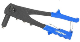 Заклепочник WorkPro WP225005 250мм (ручной, хром-молибденовые губки, стальная конструкция с эргономичной ручкой для захвата, подпружиненная ручка автоматически извлекает стержень заклепки, подходит для размеров заклепок: 3/32", 1/8", 5/32" и 3/16", в ручк