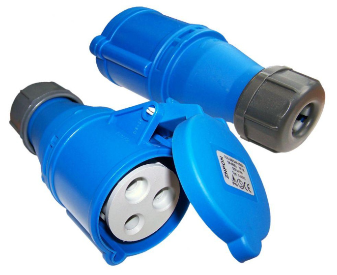 Розетка LanMaster LAN-IEC-309-32A1P/F,  однофазная разборная 32A 250V синий