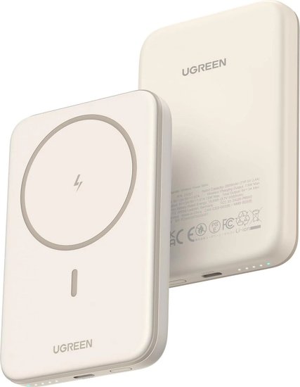 Внешний аккумулятор магнитный UGREEN PB560 25207 5000mAh Magnetic Wireless Power Bank 15W. Цвет: белый