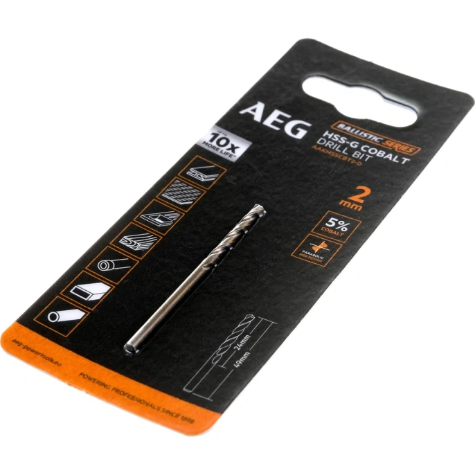 Сверло по металлу HSS-Co (2х24х49 мм) AEG AAKHSSCBT2-0 4932479323