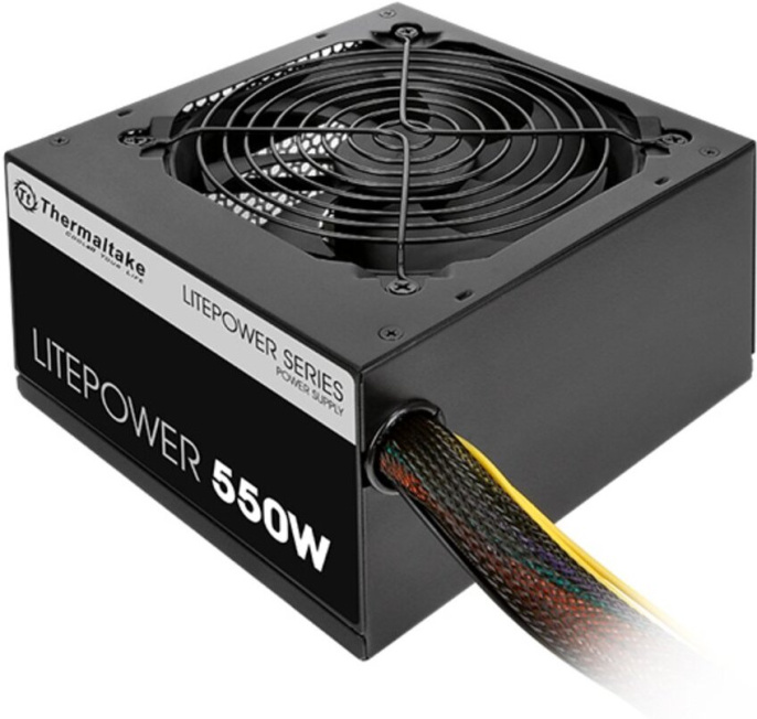 Блок питания Thermaltake Litepower 550W (PS-LTP-0550NPCNEU-2) (ATX 12V V2.3, КПД 85%, 3,3V-21А, 5V-16А, 12V-38А, -12V-0.5А, 5Vsb-2.5А, 1x24pin, 1х4+4pin, 2х6+2pin, 5хSATA, 4x4Pin Peripheral, 1х4pin Floppy, SCP/OVP/UVP/OPP, 120mm, 150×140×86мм)