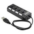 Концентратор USB 2.0 Gembird UHB-243-AD с подсветкой и выключателем, 4 порта, блистер