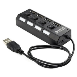 Концентратор USB 2.0 Gembird UHB-243-AD с подсветкой и выключателем, 4 порта, блистер