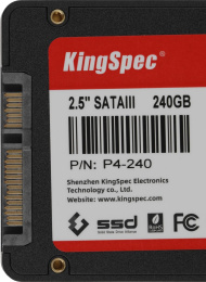 Накопитель SSD KINGSPEC 240Gb P4-240 (2.5", R/W 550/520MB/s, 50TBW, RTL) (P4-240)