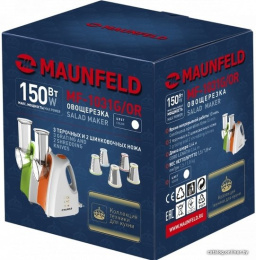 Овощерезка MAUNFELD, 150 Вт, 5 насадок, белый/оранжевый MF-1031OR