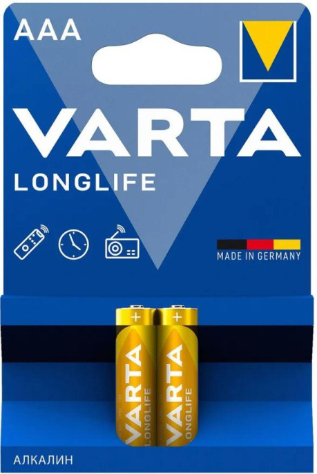 Батарейка Varta LONGLIFE LR03 AAA BL2 Alkaline 1.5V 4103 4103101412