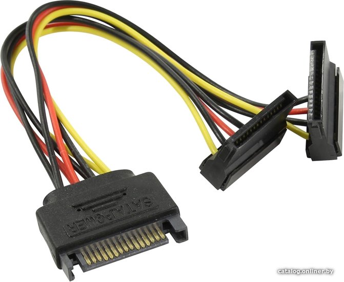ORIENT C574 Переходник питания SATA 15pin M - 2 x SATA 15pin F , угловые разъем