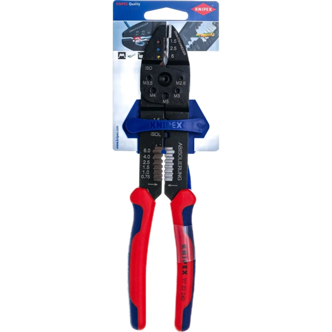 Пресс-клещи для резки и зачистки кабеля KNIPEX 3 гнезда KN-9722240SB
