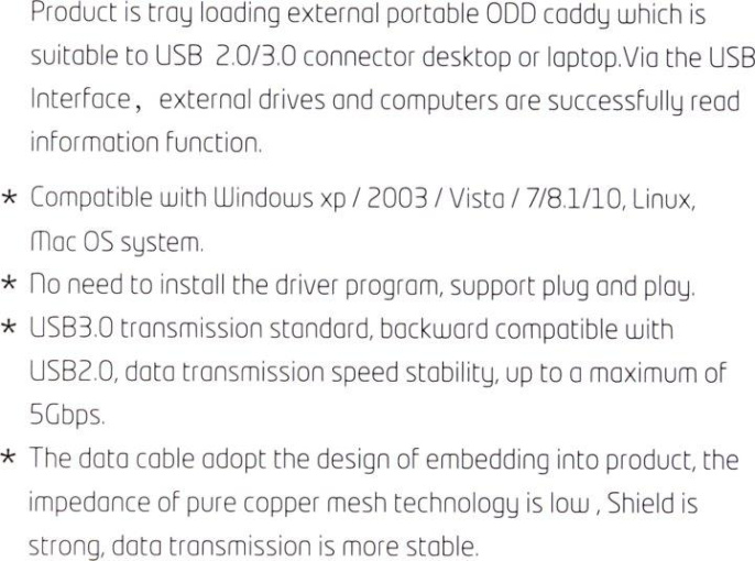 Orient UHD12A3 внешний бокс для подключения оптического привода ноутбука 12.7 мм USB3.0