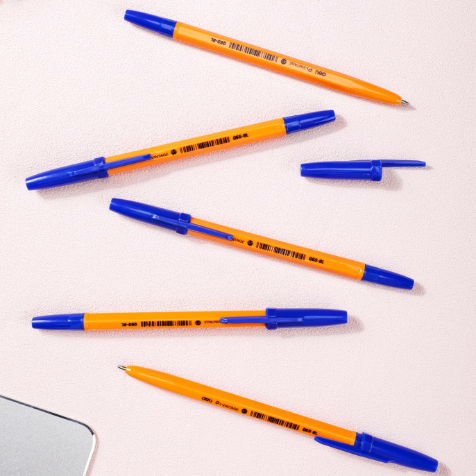 Ручка шариков. Deli P1-Vintage EQ6S-BL оранжевый d 0.7мм син. черн.