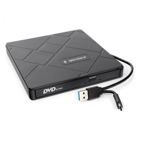 USB 3.0 Gembird DVD±RW DVD-USB-04 пластик, со встроенным кардридером и хабом черный