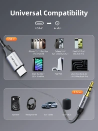 Аудиокабель CABLETIME CF16H (CT-CMAU-AG1) 1 м, USB-C — 3,5 мм, черный