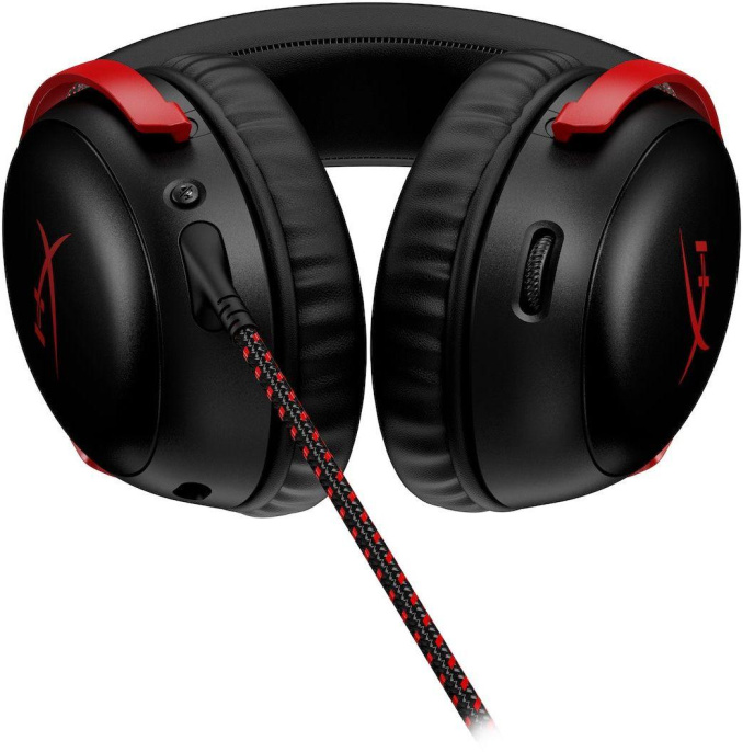Гарнитура игровая HYPERX Cloud III, для компьютера и игровых консолей, мониторные, проводные, черный / красный [727a9aa]