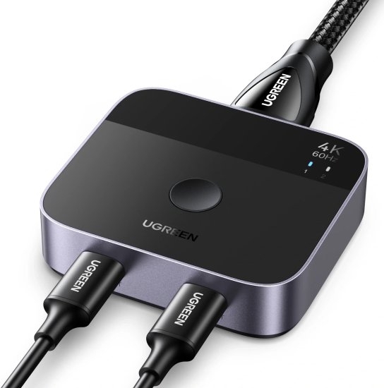 Переключатель UGREEN AW502 55451 USB-C Switch 2 In 1 Out 4K@60Hz. Цвет: черный (55451_)