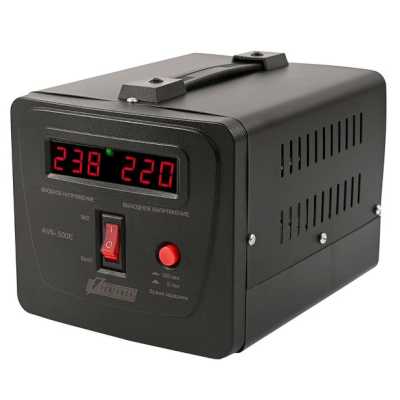 Стабилизатор напряжения Powerman AVS-500E Black 500ВА, LCD, 2 Schuko, точность 8%, напольный 6187949 