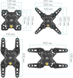 Кронштейн для телевизора Arm Media MARS-7, 20-43", настенный, поворотно-выдвижной и наклонный,  черный [90717]