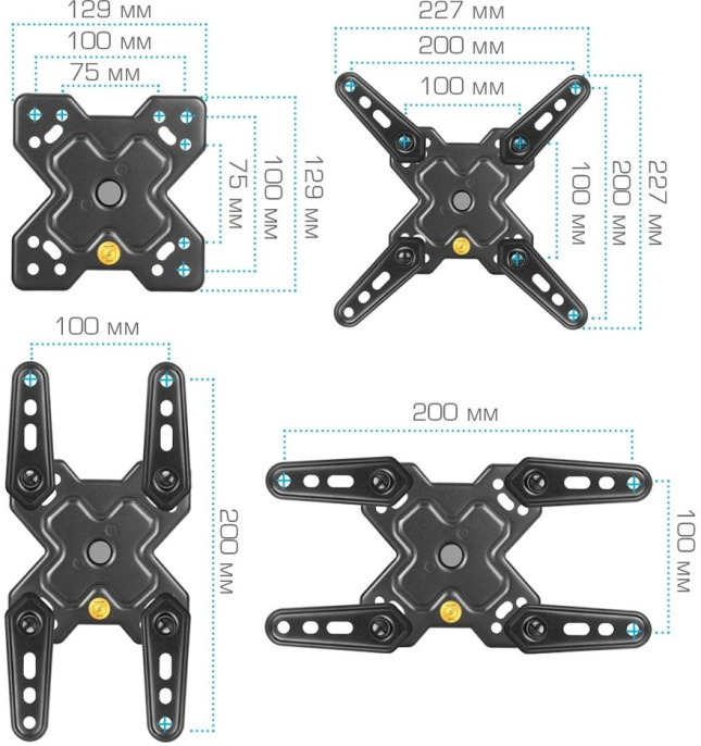 Кронштейн для телевизора Arm Media MARS-7, 20-43", настенный, поворотно-выдвижной и наклонный,  черный [90717]