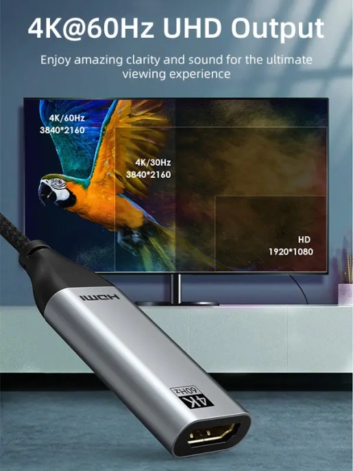 Кабель-адаптер CABLETIME CP10B (CT-C160-PU31-CMHDFn1-S0.2) 0.2 м, USB Type-C - HDMI, 4K/60 Гц, коаксиальный, нейлоновый