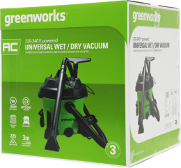 Строительный пылесос Greenworks G120WDV 1300Вт уборка: сухая/сбор воды зеленый