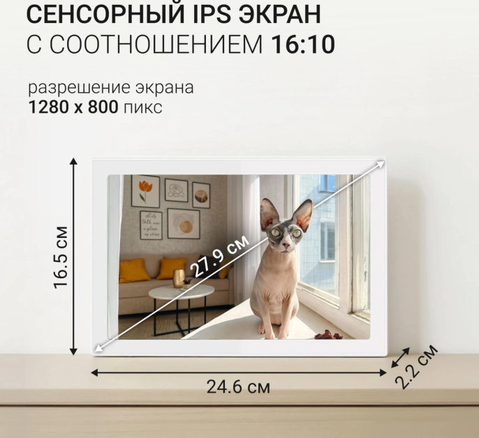 Цифровая фоторамка Digma PF-1085, 10.1", белый [pf1085w]