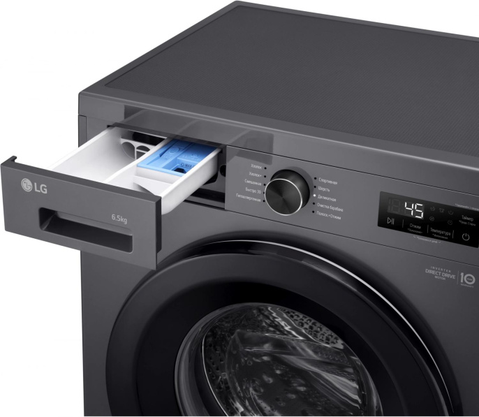 Стиральная машина LG F2Y1WS6J, с фронтальной загрузкой, 6.5кг, 1200об/мин, с паром, инверторная