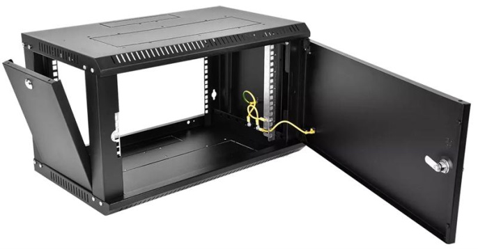 Шкаф коммутационный ЦМО ШРН-Эконом (ШРН-Э-6.500.1-9005) настенный 6U 600x520мм пер.дв.металл 75кг черный 470мм 14.5кг 180град. 345мм IP20 металл