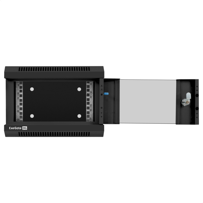 Шкаф телекоммуникационный 10" настенный 4U ExeGate EC-WM-4U.310.G.BLACK (10”, 4U, 330x310x230mm (ШхГхВ), передняя дверь закаленное стекло, пыле- и влагозащита IP23, черный RAL 9004) EX300248RUS