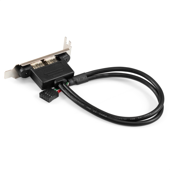 Планка портов в корпус 2xUSB2.0 ExeGate BrctUSB2-2A-LP (USB 2.0 9pin (IDC 9pin F) --> 2x USB 2.0 Af, кабель 30см, Low Profile) EX298293RUS