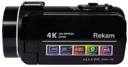 Видеокамера Rekam Allure zoom 1100, черный, Flash, ИК-пульт дистанционного управления, Защитная крышка объектива, Кабель USB, Аккумулятор, Мягкий чехол, Ремешок [2503000001]