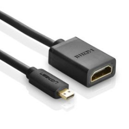 Кабель-адаптер UGREEN 20134 Micro HDMI Male to HDMI Female Adapter Cable. Длина 22 см. Цвет: черный