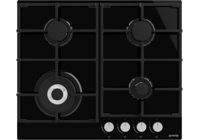 Газовая варочная панель Gorenje Essential GTW641AKB, 4 конфорки, закаленное стекло, черный